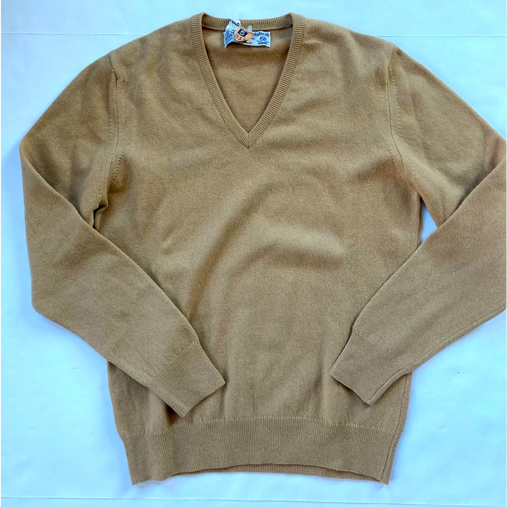 Authentic Original Vintage Style Tan V-Neck Sweater